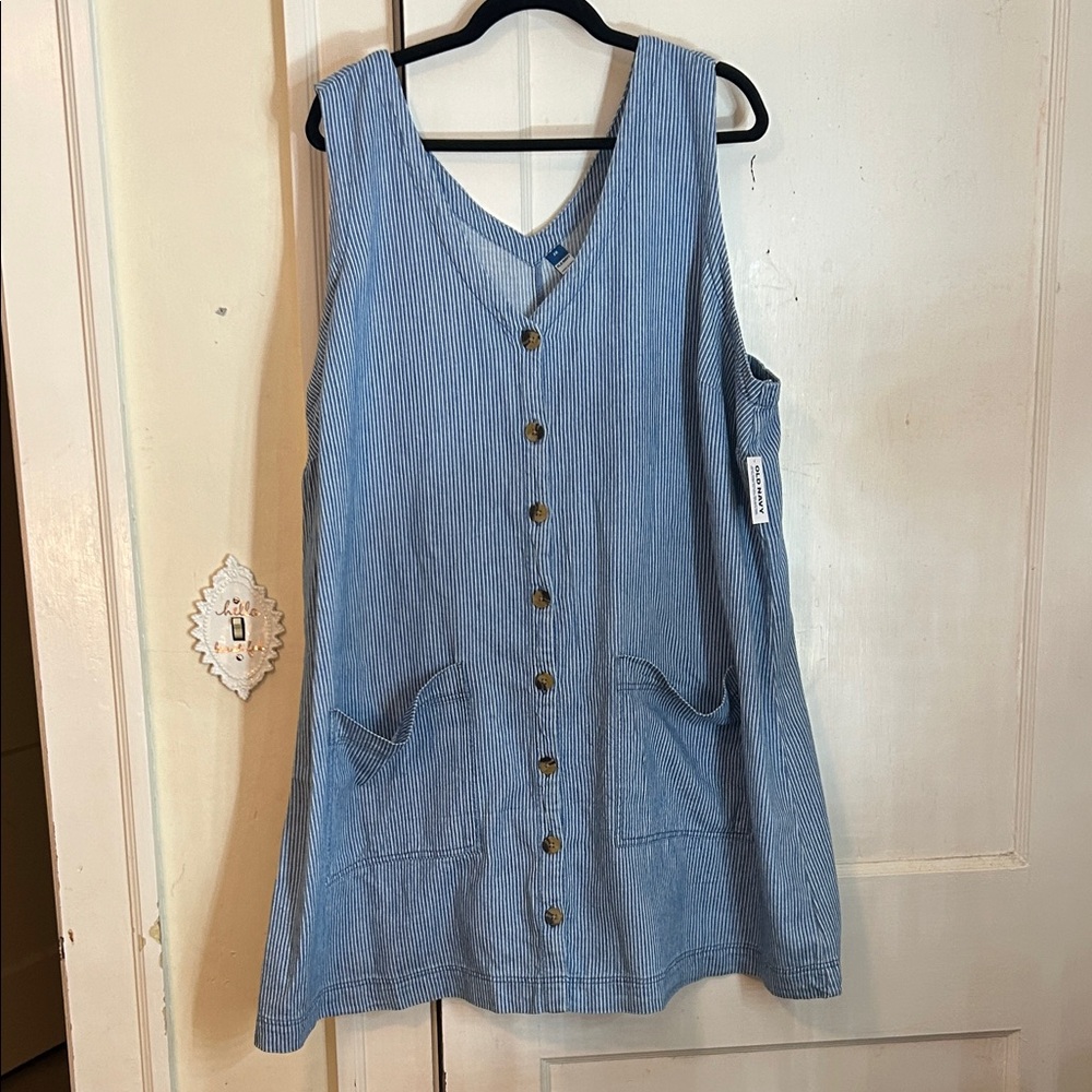 Old Navy Blue Pinstripe Button-Down Mini Dress